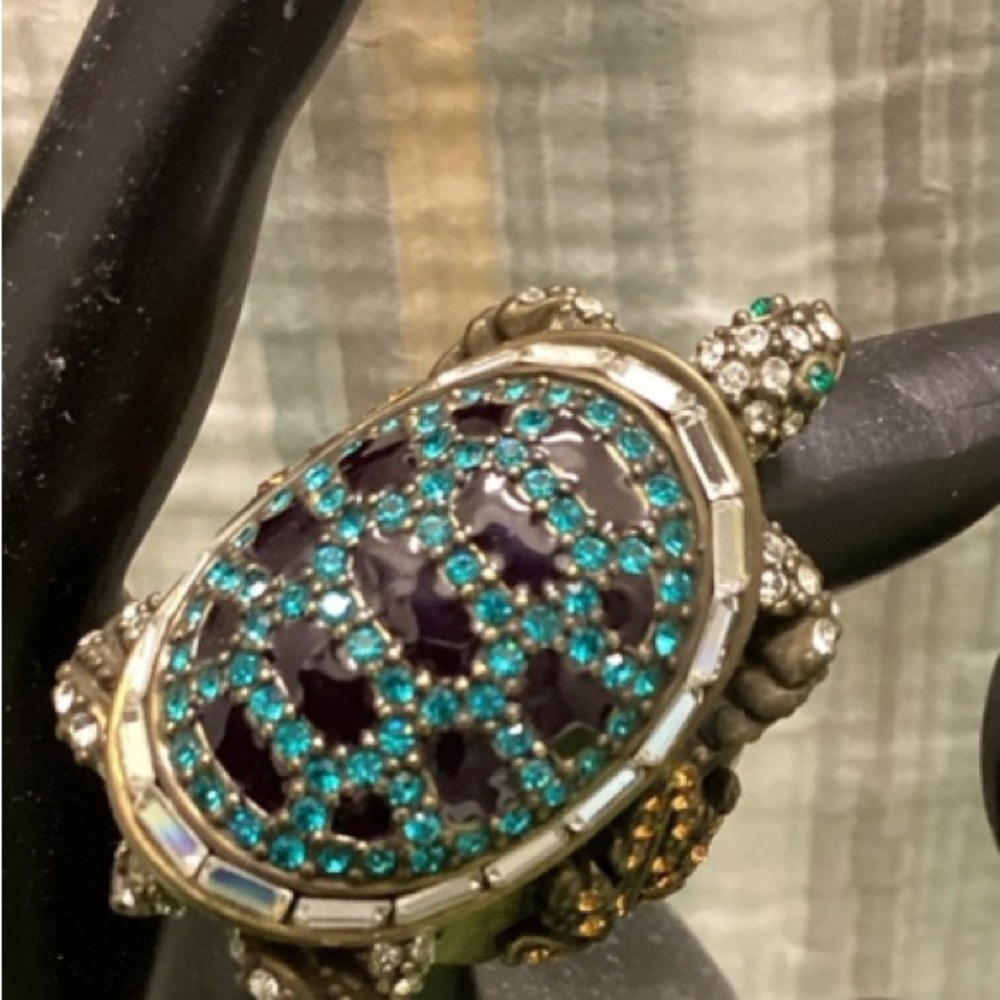 Princess Amanda Borghese signed crystal turtle ring whimsical novelty Bold 8